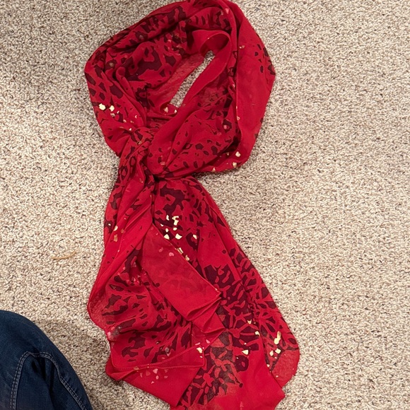Red Floral Scarf - Picture 3 of 5